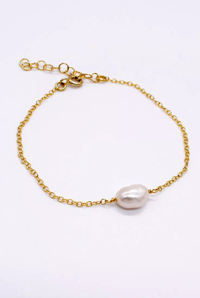 Fine bracelet with pearl - 925 sterling silver - gold
