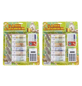 Speelgeld met rekenmachine en credit card