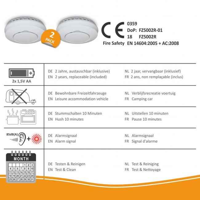 Elro Elro FZ5002R Connects draadloos koppelbare rookmelders duo pack