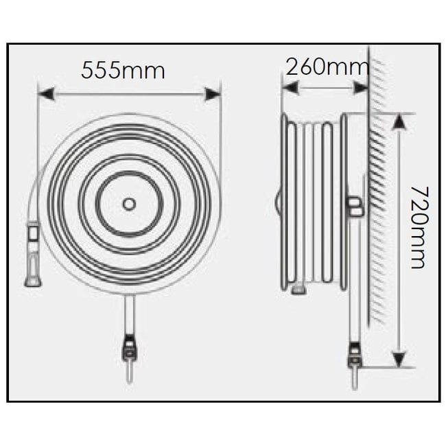 Brandbeveiligingshop Brandhaspel vast met 1" blusslang 30m