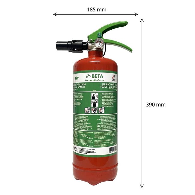 Schuim-vetbrandblusser fluorvrij 2l vorstvrij