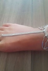 Ankle / foot bracelet silver with adjustable ring - silver