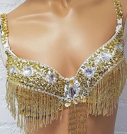 Bra with silver and gold elements beads - Bellydance webshop Majorelle