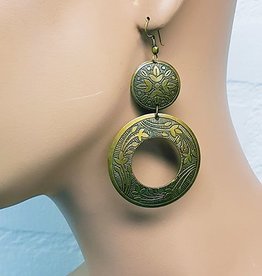 Oriental design earrings in old gold