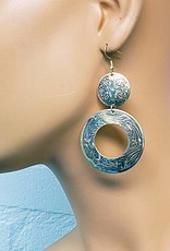 Oriental design earrings in old silver