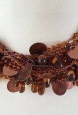 Necklace brown with pearls and sequins