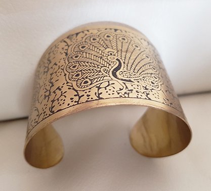 Armreif pfau in gold / kupfer farbe