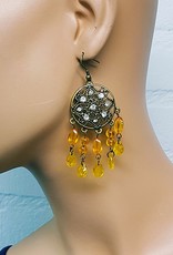 chandelier earrings with amber stones