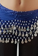 Hip scarf blue with silver coins