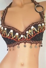 Tribal bra black/brown with sequins