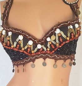 Tribal bra black/brown with sequins