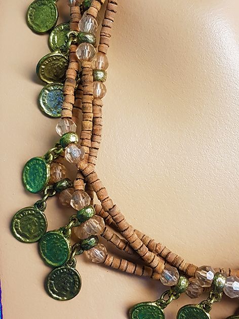 Brown necklace with old coins