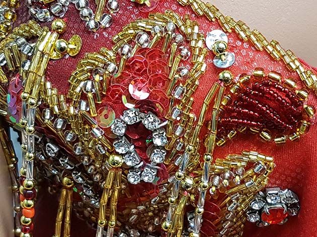 Beaded belly dance dress in red