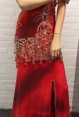 Beaded belly dance dress in red