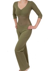 Bauchtanz Catsuit mit 3/4 Arm olivgrün XS und 3XL