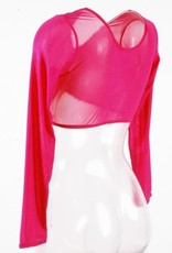 Net top with long arms in fuchsia