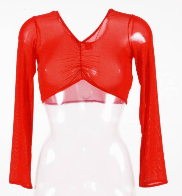 Net top with long arms in red