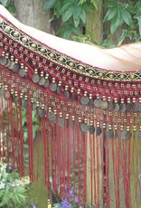 Tribal hip scarf with fringes in bordeaux