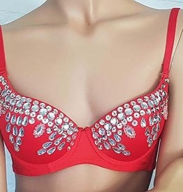 Red bra with big glass stones