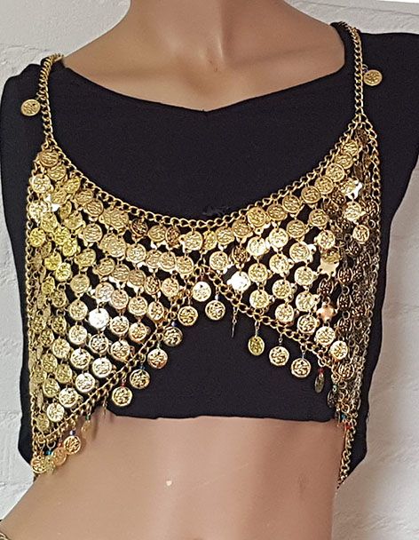 Bra in gold with small coins - Bellydance webshop Majorelle