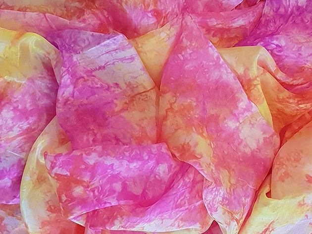 Silk belly dance veil tie dye Peony