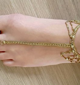 Ankle / foot bracelet gold with ring