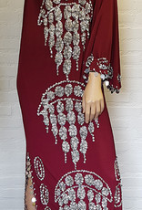 Saidi dress in bordeaux gold and silver