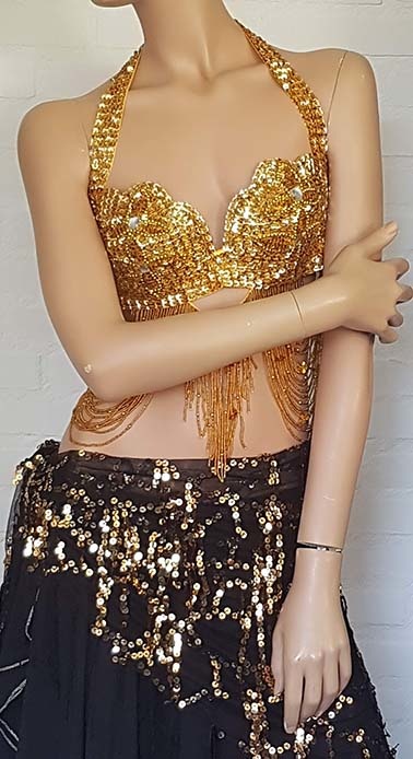 Gold Bra- 'Crescent'  Amera's Palace Belly Dance Boutique