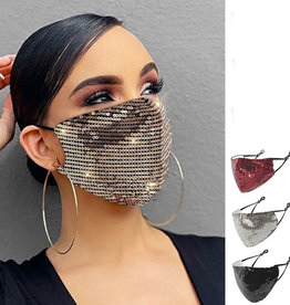 Mouth mask with small sequins