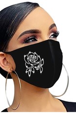 Mouth mask black with rhinestones