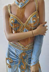 Belly dance costume Noura - lightblue velvet