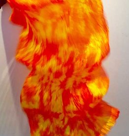 Silk belly dance fan veils in flame colour