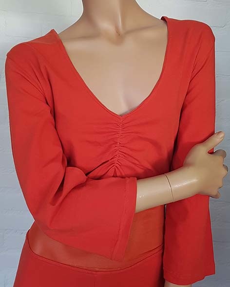 Catsuit with three-quarter sleeve dark orange 3XL