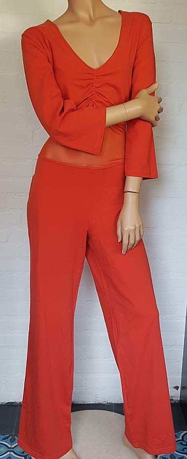 Catsuit with three-quarter sleeve dark orange 3XL