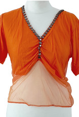 T-shirt with net tulle in orange