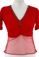 T-shirt with net tulle in red size S