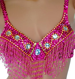 Fuchsia bra with silver and gold elements