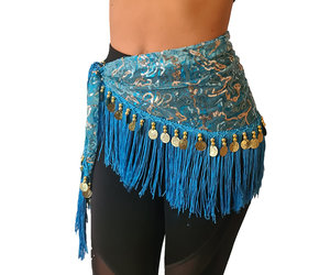 Hip scarf with silver accents, with silver coins - Bellydance webshop  Majorelle