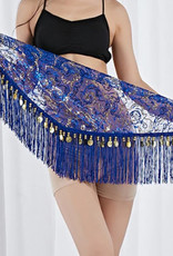 Hip scarf blue with beautiful accents, with gold coins