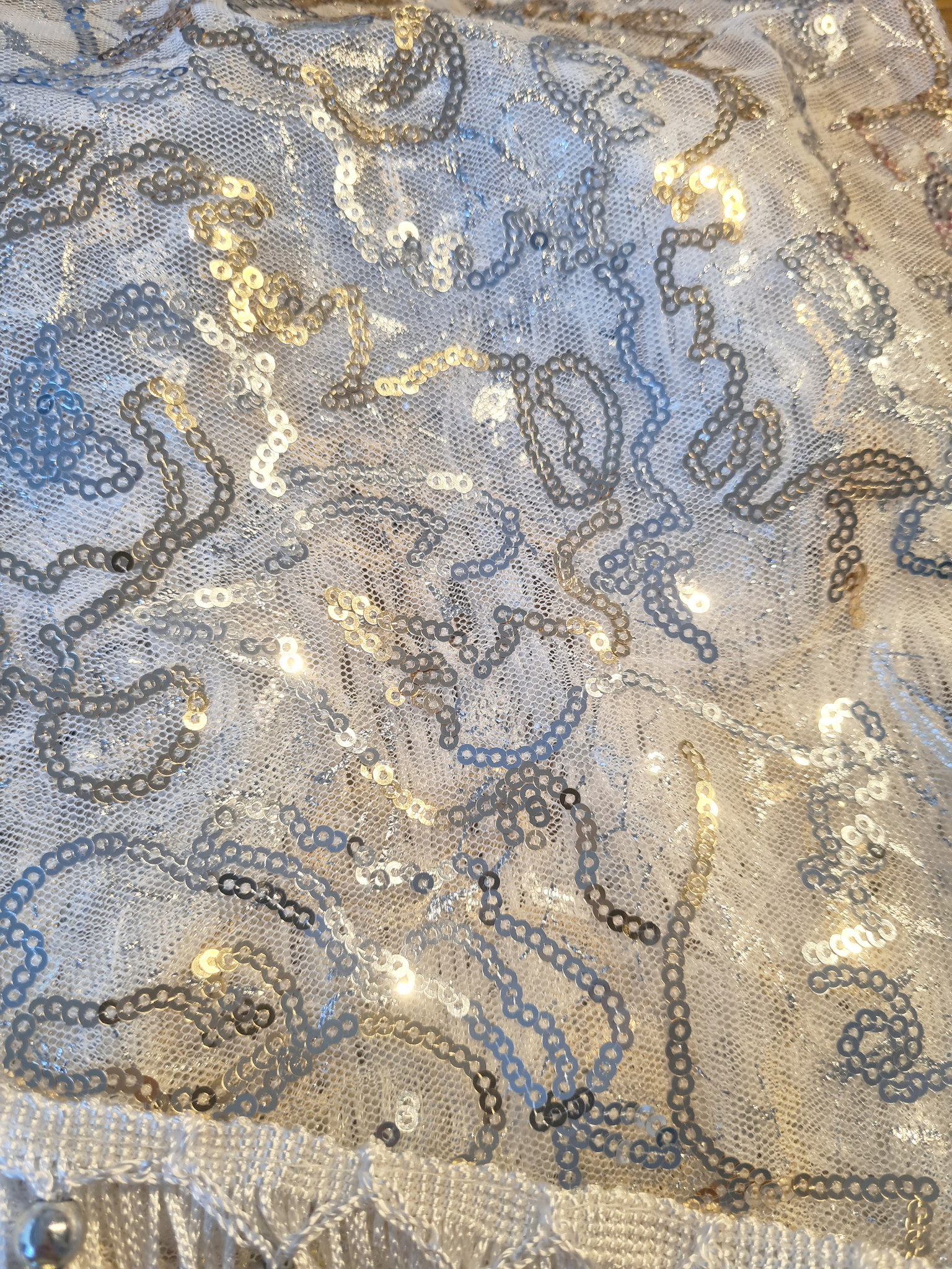 Hipscarf with gold and silver accents, with silver coins - Bellydance  webshop Majorelle