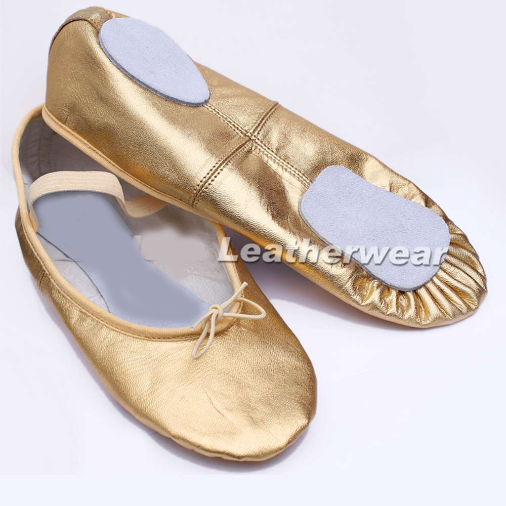 Leder Tanzschläppchen - Bauchtanzschuhe in Gold