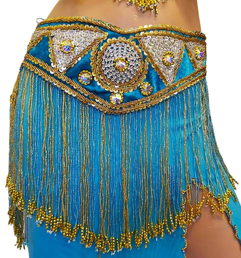 Belly dance costume lightblue/gold