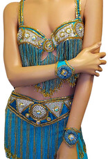 Belly dance costume lightblue/gold