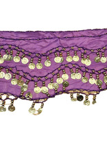 Hip scarf purple with gold coins