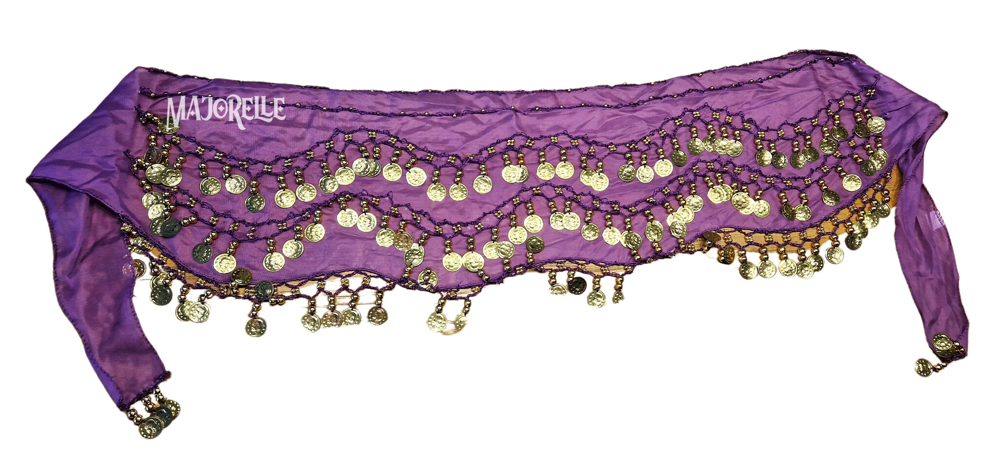 Hip scarf purple with gold coins