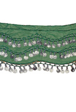 Hip scarf green with silver coins