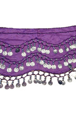 Hip scarf purple with silver coins