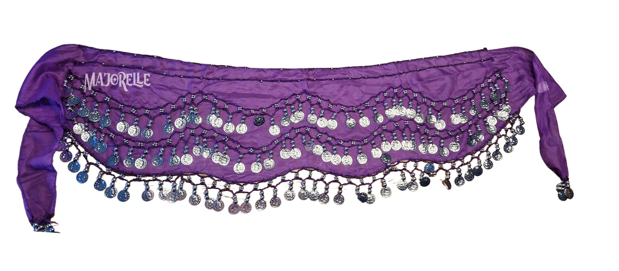 Hip scarf purple with silver coins