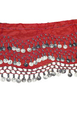 Hip scarf red with silver coins