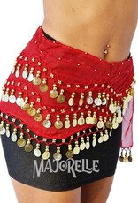 Hip scarf red with gold coins